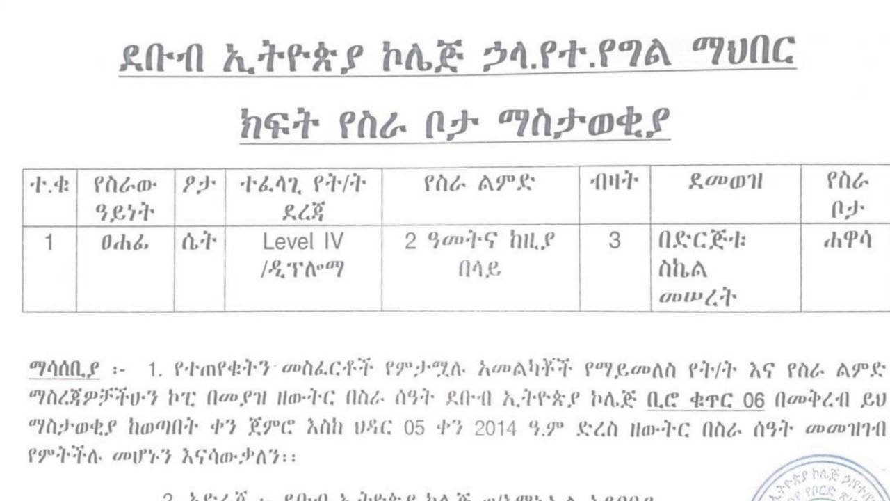 New Job Vacancy in Ethiopia 2022
