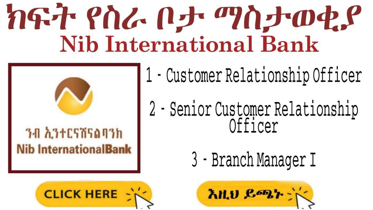 Nib International Bank Job Vacancy 2022 Ethiopia