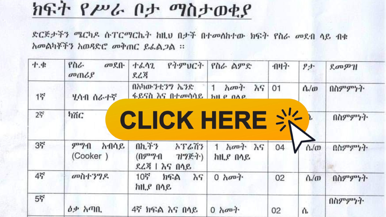 Reporter Job Vacancy in Ethiopia 2022